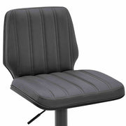 Sabine Adjustable Swivel Gray Faux Leather and Black Metal Bar Stool - Furniture City (CA)l