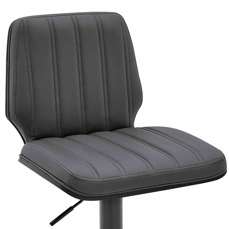 Sabine Adjustable Swivel Gray Faux Leather and Black Metal Bar Stool - Furniture City (CA)l