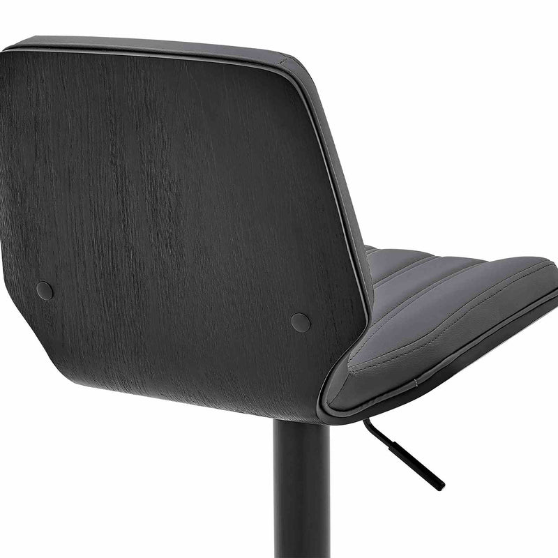 Sabine Adjustable Swivel Gray Faux Leather and Black Metal Bar Stool - Furniture City (CA)l