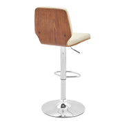 Sabine Adjustable Swivel Cream Faux Leather with Walnut Back and Chrome Bar Stool - Furniture City (CA)l