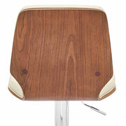 Sabine Adjustable Swivel Cream Faux Leather with Walnut Back and Chrome Bar Stool - Furniture City (CA)l