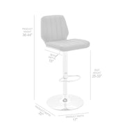 Sabine Adjustable Swivel Cream Faux Leather with Walnut Back and Chrome Bar Stool - Furniture City (CA)l