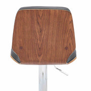 Sabine Adjustable Swivel Gray Faux Leather with Walnut Back and Chrome Bar Stool - Furniture City (CA)l