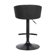 Solstice Adjustable Black Faux Leather Swivel Barstool With Black Powder Coated Finish and Gold Accents - Furniture City (CA)l