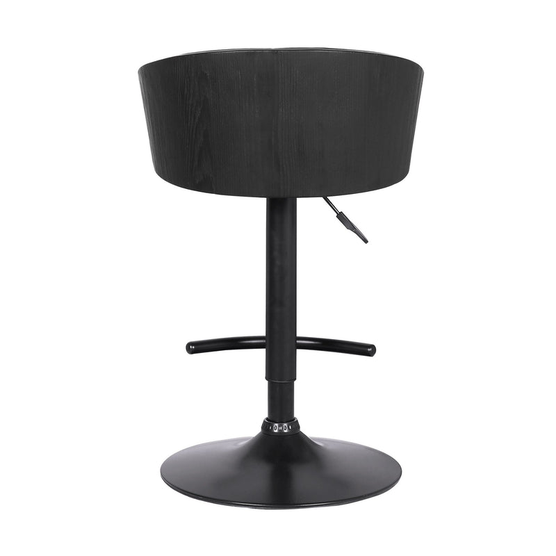 Solstice Adjustable Black Faux Leather Swivel Barstool With Black Powder Coated Finish and Gold Accents - Furniture City (CA)l