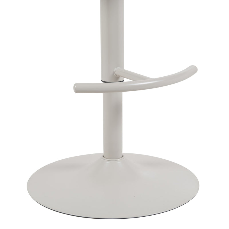 Solstice Modern Adjustable Swivel Barstool in Ivory Finish with White Upholstered Seat, Patterned Oak Wood Accents - Furniture City (CA)l