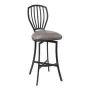 Sandy Contemporary 26" Counter Height Barstool in Matte Black Finish and Vintage Gray Faux Leather - Furniture City (CA)l