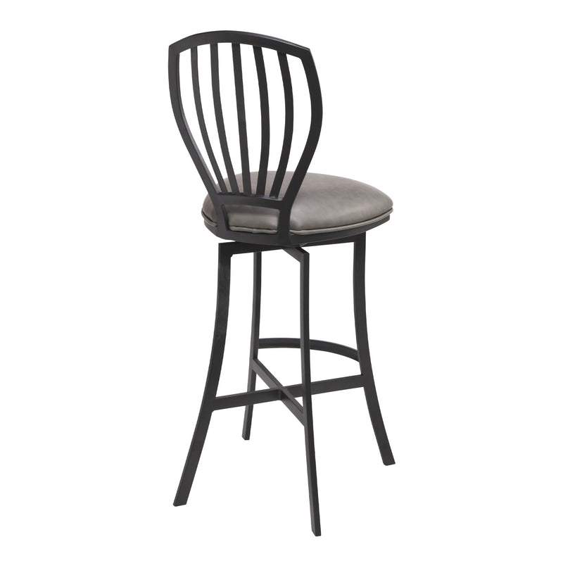Sandy Contemporary 26" Counter Height Barstool in Matte Black Finish and Vintage Gray Faux Leather - Furniture City (CA)l