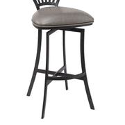 Sandy Contemporary 26" Counter Height Barstool in Matte Black Finish and Vintage Gray Faux Leather - Furniture City (CA)l