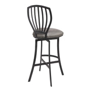 Sandy Contemporary 30" Bar Height Barstool in Matte Black Finish and Vintage Gray Faux Leather - Furniture City (CA)l