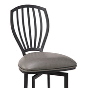 Sandy Contemporary 30" Bar Height Barstool in Matte Black Finish and Vintage Gray Faux Leather - Furniture City (CA)l