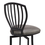 Sandy Contemporary 30" Bar Height Barstool in Matte Black Finish and Vintage Gray Faux Leather - Furniture City (CA)l