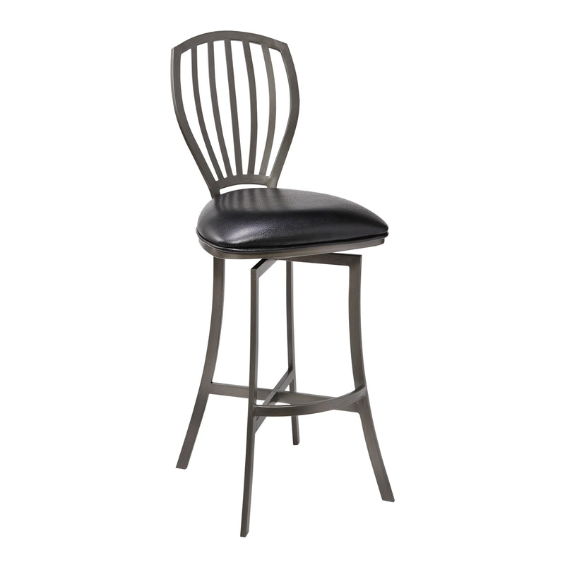 Sandy Contemporary 26" Counter Height Barstool in Mineral Finish and Black Faux Leather - Furniture City (CA)l