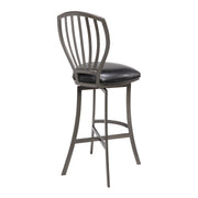 Sandy Contemporary 30" Bar Height Barstool in Mineral Finish and Black Faux Leather - Furniture City (CA)l