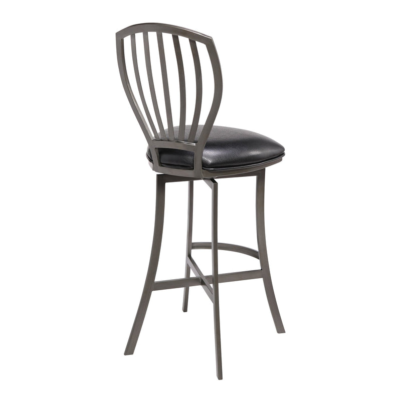 Sandy Contemporary 30" Bar Height Barstool in Mineral Finish and Black Faux Leather - Furniture City (CA)l