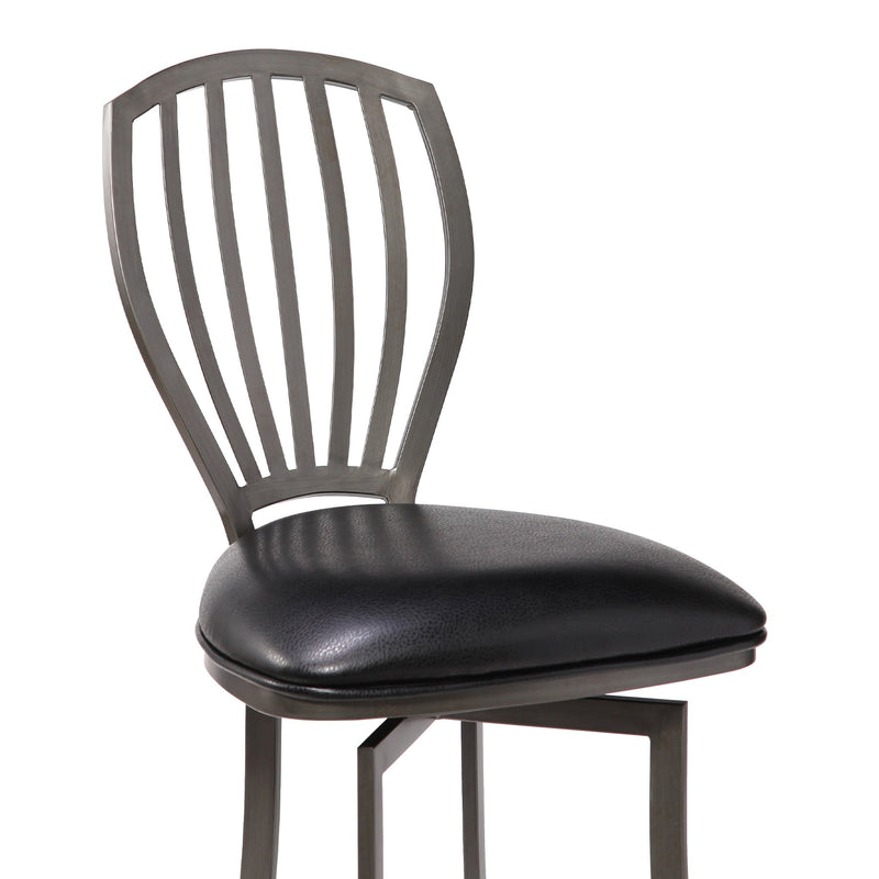 Sandy Contemporary 30" Bar Height Barstool in Mineral Finish and Black Faux Leather - Furniture City (CA)l