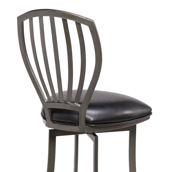 Sandy Contemporary 30" Bar Height Barstool in Mineral Finish and Black Faux Leather