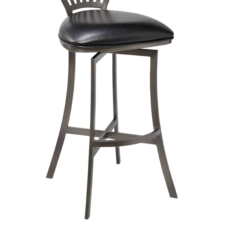 Sandy Contemporary 30" Bar Height Barstool in Mineral Finish and Black Faux Leather - Furniture City (CA)l