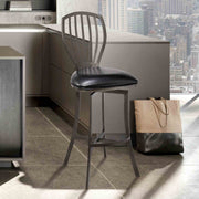 Sandy Contemporary 30" Bar Height Barstool in Mineral Finish and Black Faux Leather - Furniture City (CA)l