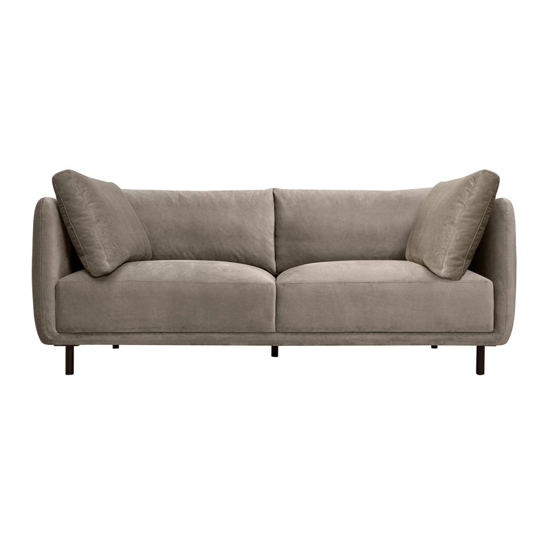 Serenity 79" Fossil Gray Velvet Sofa with Black Metal Legs - Furniture City (CA)l