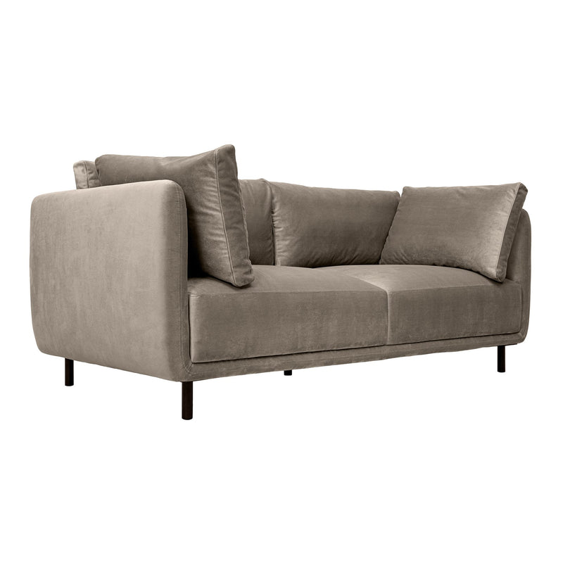 Serenity 79" Fossil Gray Velvet Sofa with Black Metal Legs - Furniture City (CA)l