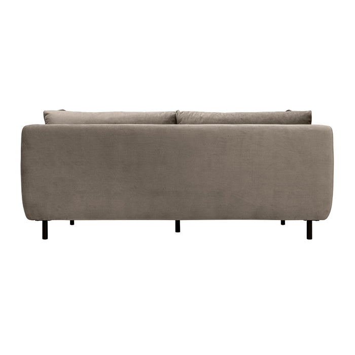 Serenity 79" Fossil Gray Velvet Sofa with Black Metal Legs