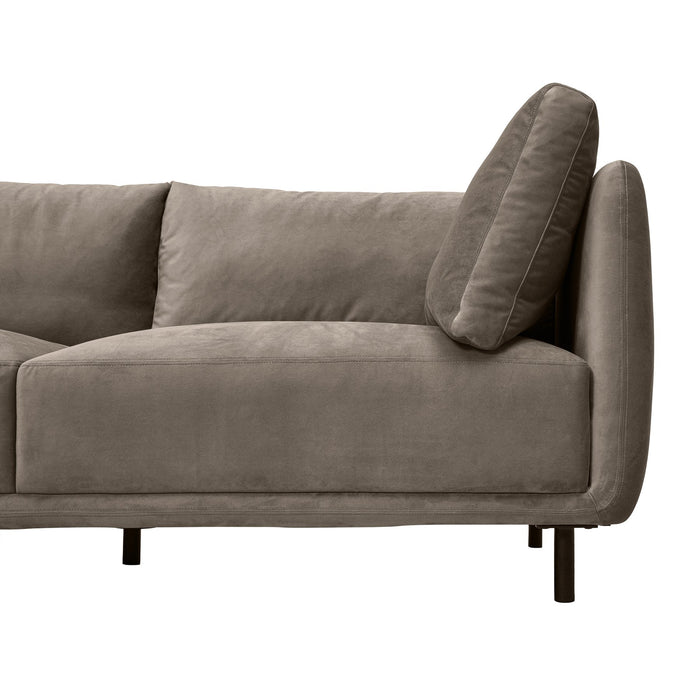 Serenity 79" Fossil Gray Velvet Sofa with Black Metal Legs
