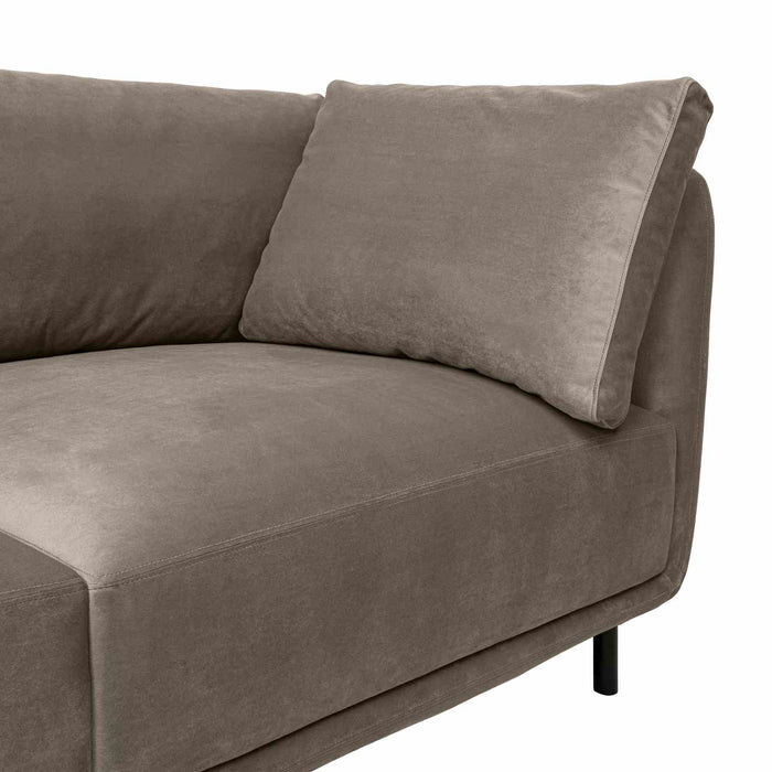 Serenity 79" Fossil Gray Velvet Sofa with Black Metal Legs