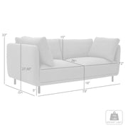 Serenity 79" Gray Fabric Sofa with Black Metal Legs - Furniture City (CA)l