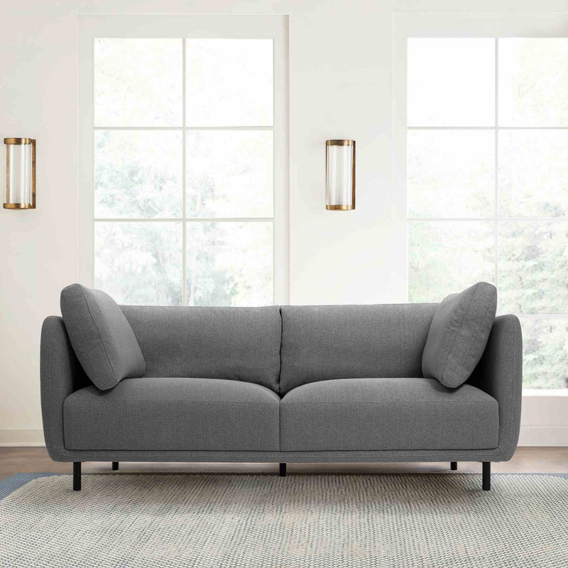 Serenity 79" Gray Fabric Sofa with Black Metal Legs - Furniture City (CA)l