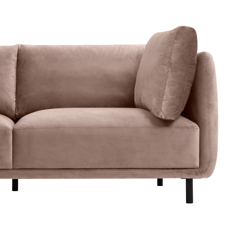 Serenity 79" Mauve Velvet Sofa with Black Metal Legs - Furniture City (CA)l
