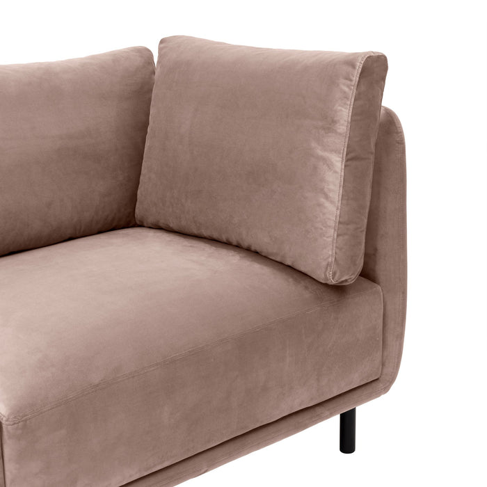 Serenity 79" Mauve Velvet Sofa with Black Metal Legs