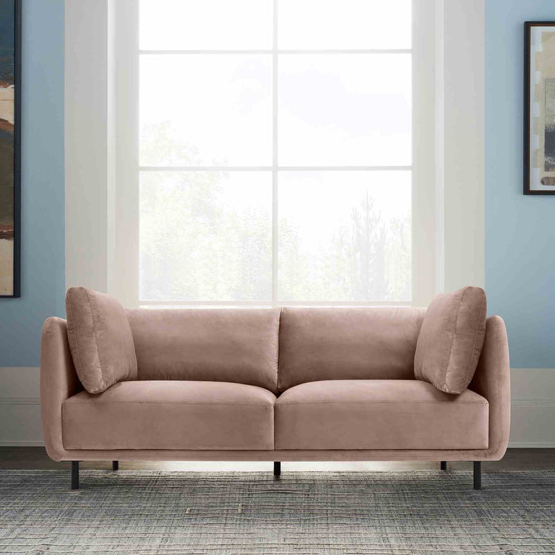 Serenity 79" Mauve Velvet Sofa with Black Metal Legs - Furniture City (CA)l