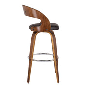 Shelly 26" Counter Height Swivel Brown Faux Leather and Walnut Wood Bar Stool - Furniture City (CA)l
