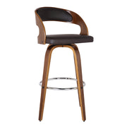 Shelly 30" Bar Height Swivel Brown Faux Leather and Walnut Wood Bar Stool - Furniture City (CA)l