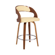 Shelly 26" Counter Height Swivel Cream Faux Leather and Walnut Wood Bar Stool - Furniture City (CA)l