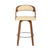 Shelly 26" Counter Height Swivel Cream Faux Leather and Walnut Wood Bar Stool - Furniture City (CA)l