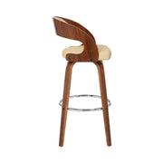 Shelly 30" Bar Height Swivel Cream Faux Leather and Walnut Wood Bar Stool - Furniture City (CA)l