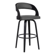 Shelly 26" Counter Height Swivel Gray Faux Leather and Black Wood Bar Stool - Furniture City (CA)l