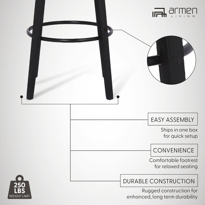 Shelly 26" Counter Height Swivel Gray Faux Leather and Black Wood Bar Stool