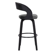 Shelly 30" Bar Height Swivel Gray Faux Leather and Black Wood Bar Stool - Furniture City (CA)l