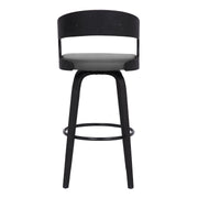 Shelly 30" Bar Height Swivel Gray Faux Leather and Black Wood Bar Stool - Furniture City (CA)l