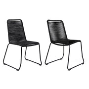 Shasta Outdoor Metal and Black Rope Stackable Dining Chair - Set of 2 - Furniture City (CA)l