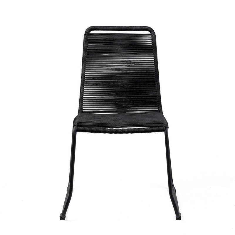 Shasta Outdoor Metal and Black Rope Stackable Dining Chair - Set of 2 - Furniture City (CA)l