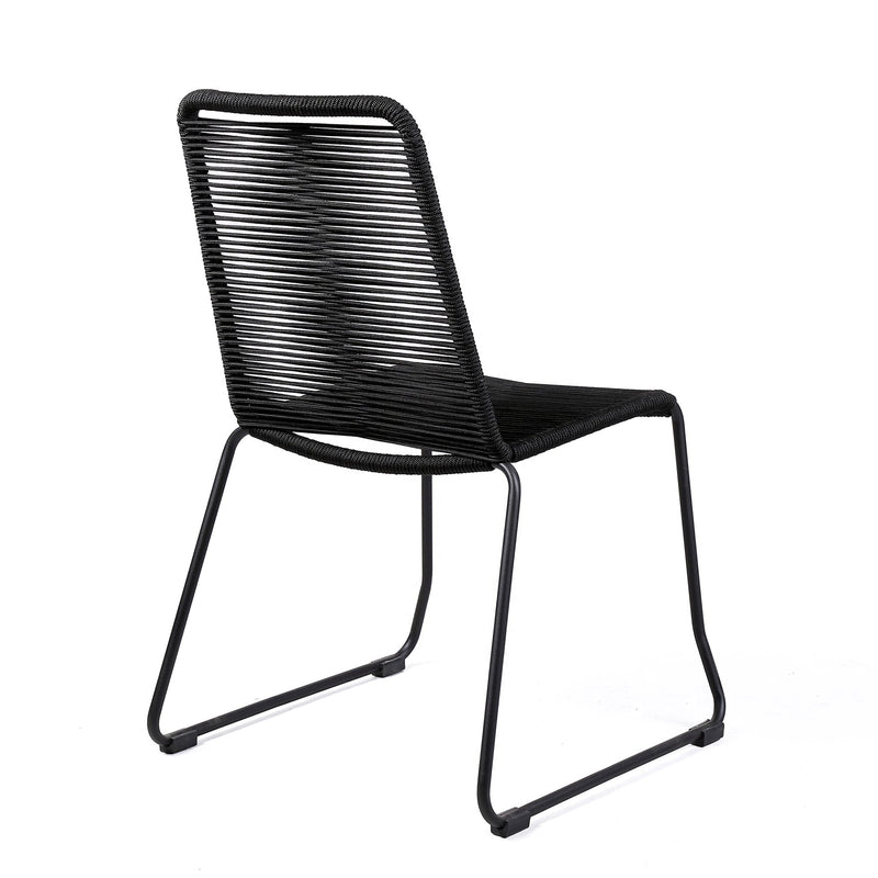 Shasta Outdoor Metal and Black Rope Stackable Dining Chair - Set of 2 - Furniture City (CA)l