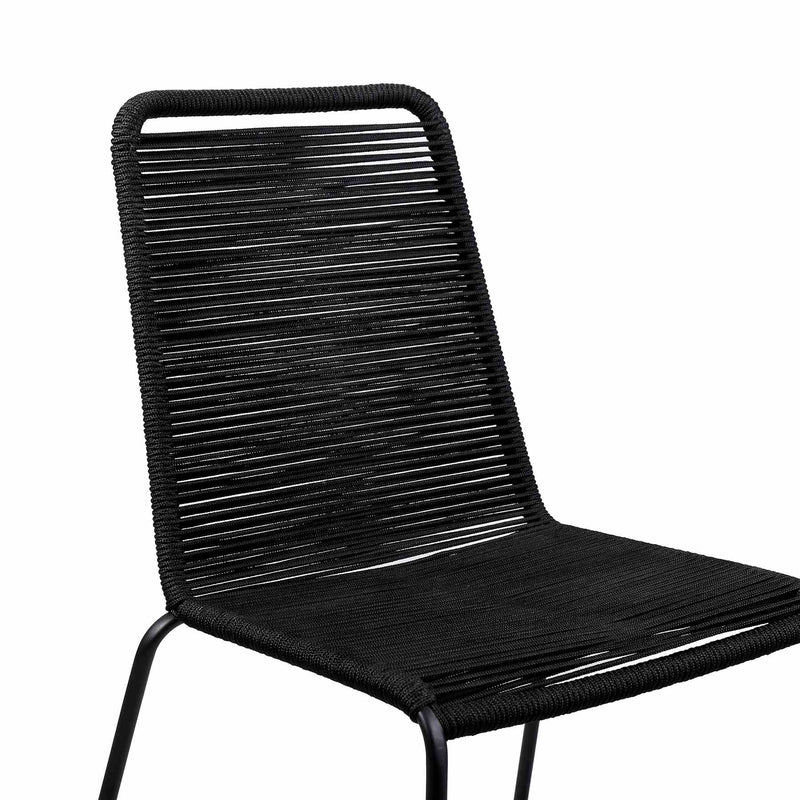 Shasta Outdoor Metal and Black Rope Stackable Dining Chair - Set of 2 - Furniture City (CA)l