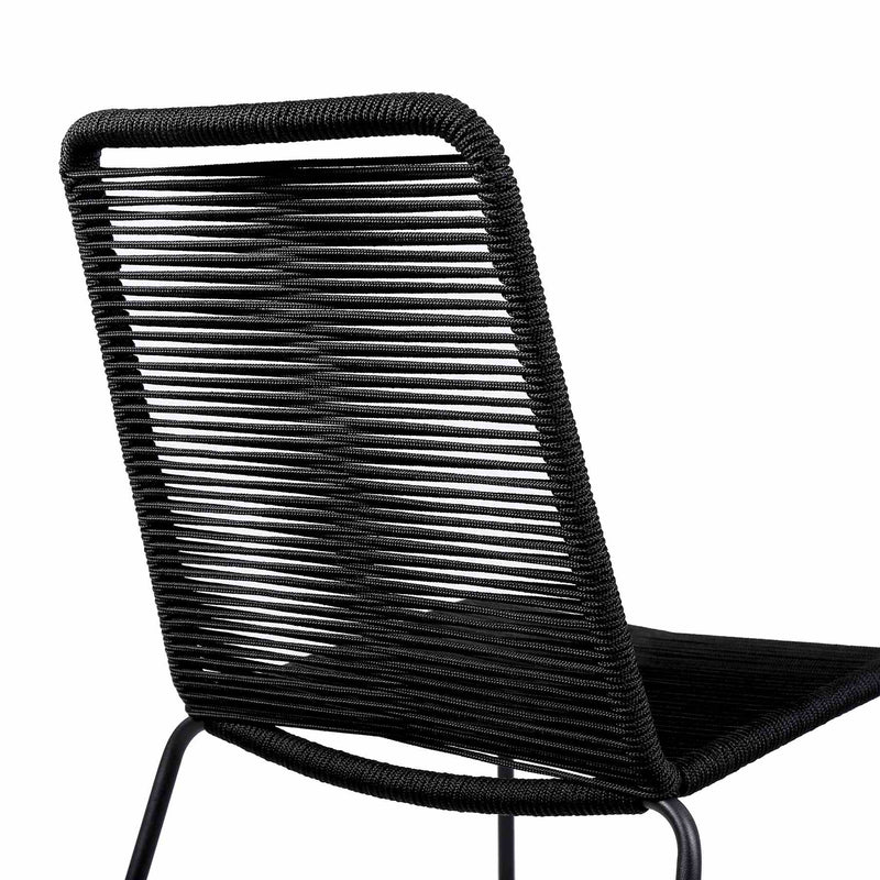 Shasta Outdoor Metal and Black Rope Stackable Dining Chair - Set of 2 - Furniture City (CA)l