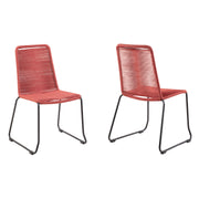 Shasta Outdoor Metal and Brick Red Rope Stackable Dining Chair - Set of 2 - Furniture City (CA)l