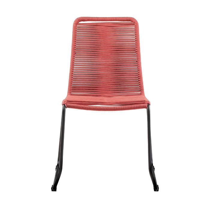 Shasta Outdoor Metal and Brick Red Rope Stackable Dining Chair - Set of 2