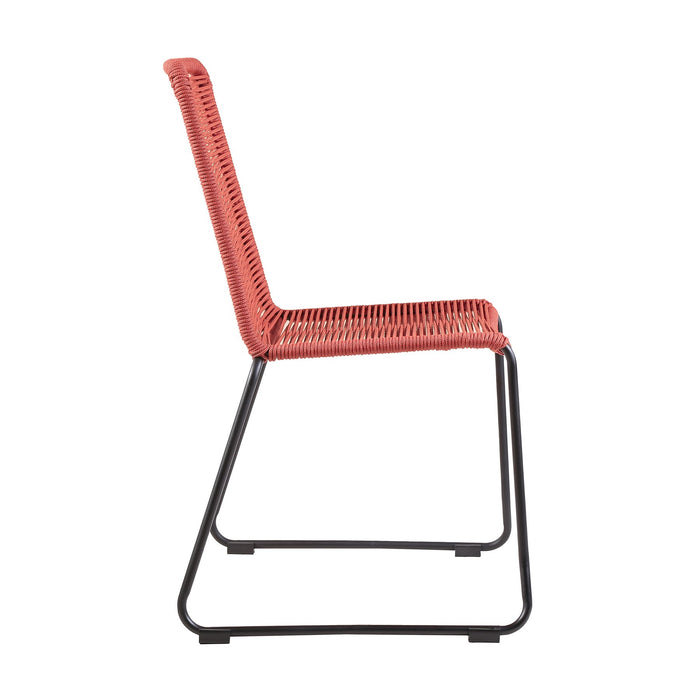 Shasta Outdoor Metal and Brick Red Rope Stackable Dining Chair - Set of 2
